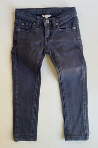 Seed baby size 1-2 years black denim pull on jeans pants straight leg, VGUC