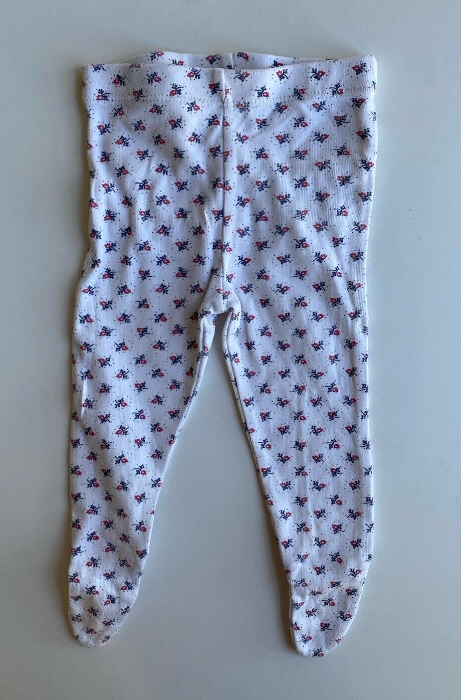 Purebaby baby girl size 3-6 months white pink floral footed leggings pants, VGUC