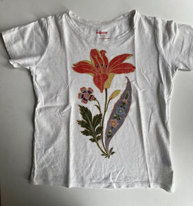 Little Auguste kids girls size 7-8 white t-shirt florals, VGUC