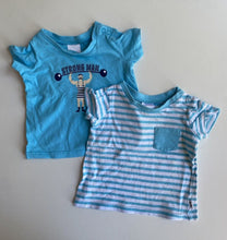 Load image into Gallery viewer, Target baby size 0-3 months x2 blue short sleeve t-shirts, VGUC
