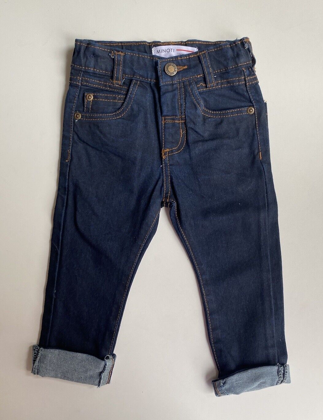 Minoti baby size 9-12 months dark blue denim jeans pants, EUC