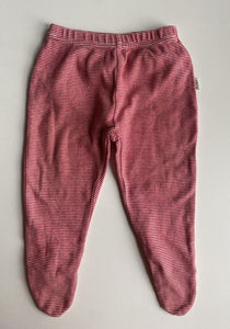 Gaia baby size 3-6 months red white stripe footed leggings pants, GUC