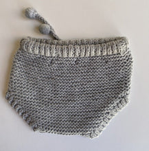 Load image into Gallery viewer, Miann &amp; Co. baby size 3-6 months grey knitted bloomers pants pom poms, VGUC
