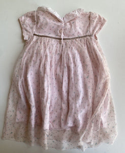 Next baby girl size 12-18 months pink floral collared party dress, VGUC