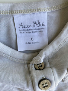 Aster & Oak baby size 6-12 months grey short sleeve t-shirt top pocket, VGUC