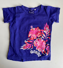 Load image into Gallery viewer, Bonds kids girls size 5 blue purple pink floral short sleeve t-shirt top, VGUC
