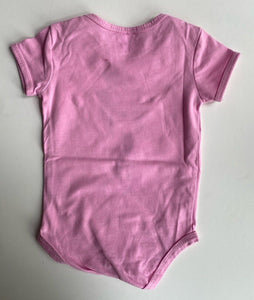 Milky Inc baby girl size 6-12 months pink short sleeve bodysuit top girl, VGUC