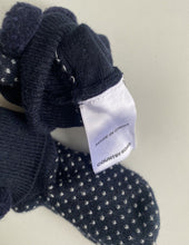 Load image into Gallery viewer, Country Road baby size approx. 0-6 months navy blue white pom pom booties, VGUC
