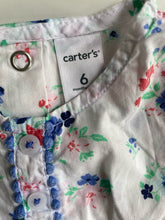 Load image into Gallery viewer, Carter&#39;s baby girl size 3-6 months white pink blue floral romper one-piece, VGUC
