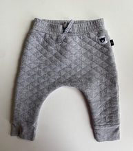 Load image into Gallery viewer, Huxbaby size 2 grey quilted drawstring track pants, GUC
