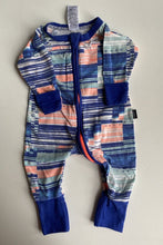 Load image into Gallery viewer, Bonds baby size 0-3 months zippy wondersuit blue orange pattern, GUC
