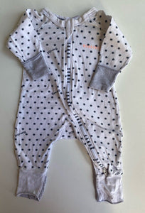 Bonds baby size newborn zippy wondercool white grey suns one-piece, VGUC