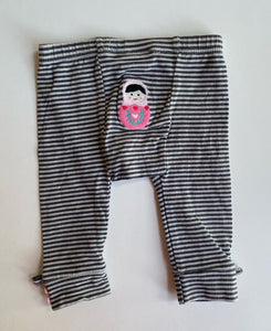 Sprout baby girl size 0-3 months grey stripe leggings pants babushka, VGUC