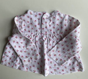 The White Linen Company baby girl size 0-3 months white pink floral top, GUC