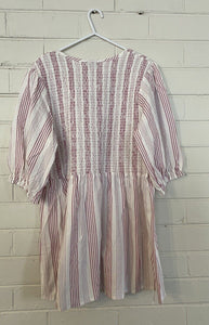 Target Maternity women's size 16 pink white stripe smocked tunic top, BNWT