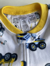 Load image into Gallery viewer, Carter&#39;s kids boys toddler size 3 white yellow vehicles one piece PJs, VGUC
