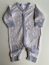 Load image into Gallery viewer, Precious baby size 0-3 months brown white stripe one-piece bunnies, VGUC
