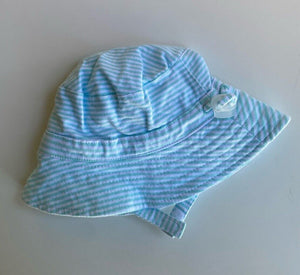 Korango baby size 0-3 months blue white stripe sun hat strap, VGUC