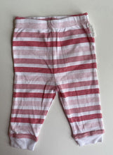 Load image into Gallery viewer, Purebaby baby girl size 3-6 months pink white stripe leggings pants, VGUC
