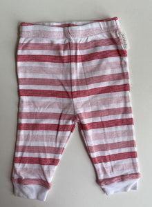 Purebaby baby girl size 3-6 months pink white stripe leggings pants, VGUC