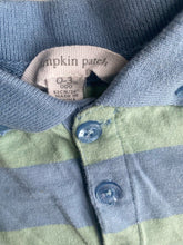 Load image into Gallery viewer, Pumpkin Patch baby boy size 0-3 months blue green stripe polo top, VGUC
