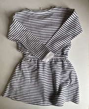 Load image into Gallery viewer, Seed kids girls size 7 navy blue white stripe long sleeve dress, GUC
