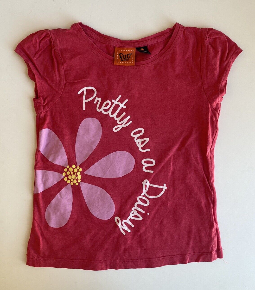 Fun Spirit kids girls size 7 pink short sleeve t-shirt pretty as a daisy, VGUC