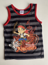 Load image into Gallery viewer, Disney kids boys size 4 grey stripe tank top Jake the Pirate, VGUC
