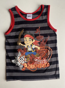 Disney kids boys size 4 grey stripe tank top Jake the Pirate, VGUC