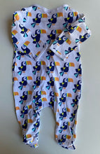 Load image into Gallery viewer, Sprout baby size 0-3 months white toucans one-piece, GUC
