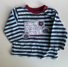 Load image into Gallery viewer, Pumpkin Patch baby size 3-6 months blue stripe long sleeve top bears, VGUC
