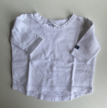 Load image into Gallery viewer, Bonds baby size 0-3 months white long sleeve t-shirt wide fit, VGUC
