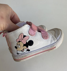 Disney baby girl size 5 white pink Minnie Mouse high-top sneakers shoes, VGUC