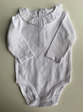 Load image into Gallery viewer, Jacadi baby girl size approx. 0-3 months white bodysuit frill collar, VGUC
