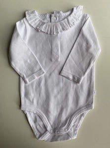 Jacadi baby girl size approx. 0-3 months white bodysuit frill collar, VGUC