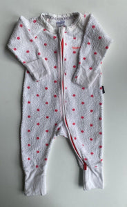 Bonds baby size 0-3 month zippy wondersuit white pink spot Terry towelling VGUC