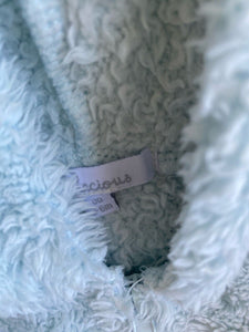 Precious baby size 3-6 months pale blue fluffy hooded zip up jumper, VGUC