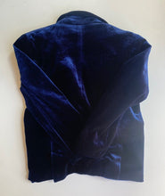 Load image into Gallery viewer, Bardot Junior kids size 4 navy blue velvet formal jacket blazer pockets, VGUC
