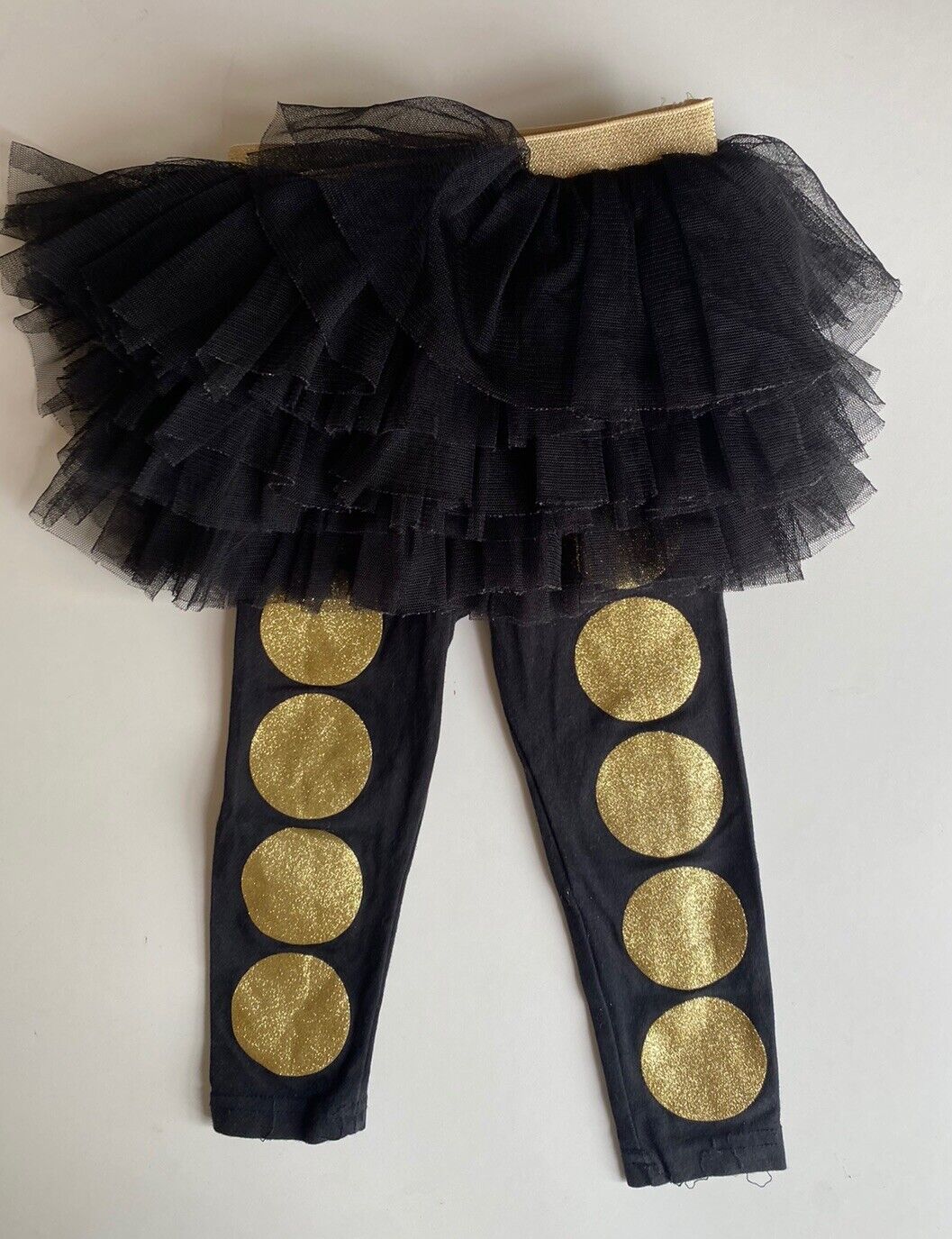 Rock Your Kid kids girls size 2 years black gold spot tutu leggings, VGUC