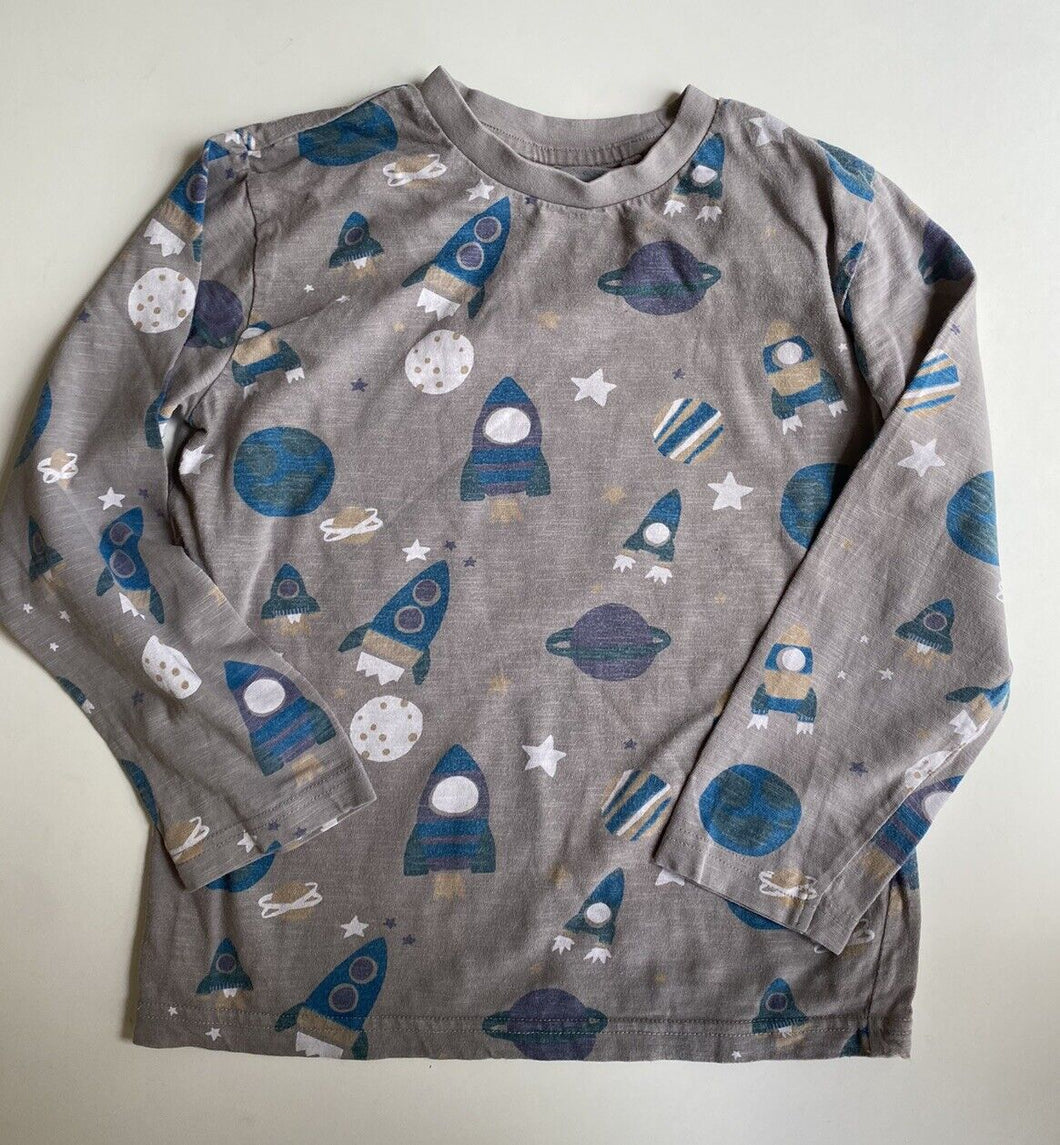 Next kids boys size 6-7 years grey long sleeve t-shirt space rockets, GUC