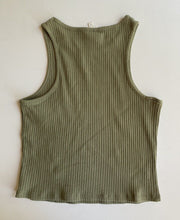 Load image into Gallery viewer, Seed Teen kids girls size 12 olive green ribbed tank top cropped, VGUC
