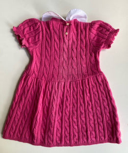 Ralph Lauren baby girl size 18-24 months pink cable knit wool blend dress, VGUC