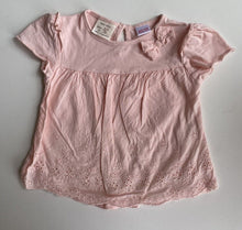 Load image into Gallery viewer, Zara baby girl size size 6-9 months pink lace short sleeve top bow, VGUC
