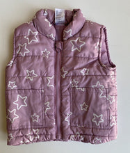 Load image into Gallery viewer, Anko baby girl size 12-18 months purple pink white stars zip up puffer vest VGUC
