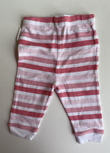 Load image into Gallery viewer, Purebaby baby girl size 3-6 months pink white stripe leggings pants, VGUC
