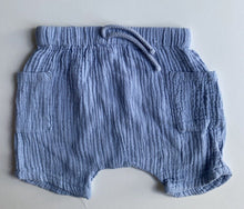 Load image into Gallery viewer, Cotton On baby girl size 3-6 months blue textured drawstring shorts, VGUC
