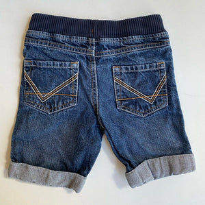 Pumpkin Patch kids boys size 4 blue denim pull on adjustable waist shorts, GUC