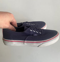 Load image into Gallery viewer, VANS kids size US 3/EUR 34 navy blue pull on canvas sneakers shoes, EUC
