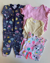 Load image into Gallery viewer, Target baby girl size 0-3 months blue pink floral one-piece tops bundle, GUC
