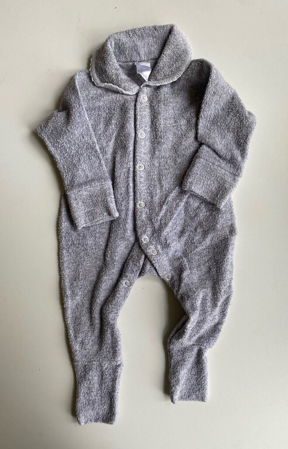 Bonds baby size 3-6 months grey wondersuit Terry towelling collared, VGUC